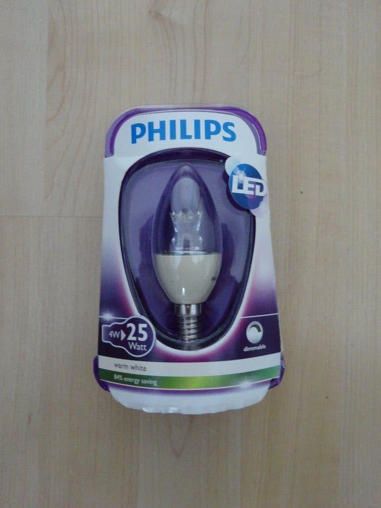 Philips led lamp bloem vorm 4W = 25 watt, Philips, Led-lamp, Dimbaar, E14 (klein)