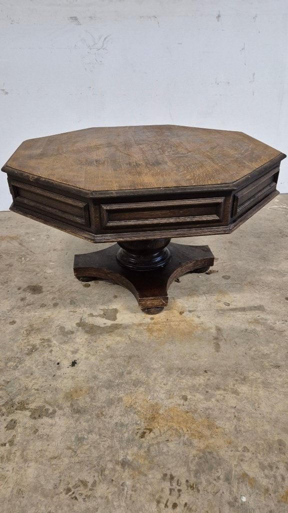 Achtkantige salontafel 100 cm met 2 lades, vintage, Ophalen, 50 – 75, Gebruikt, Vintage