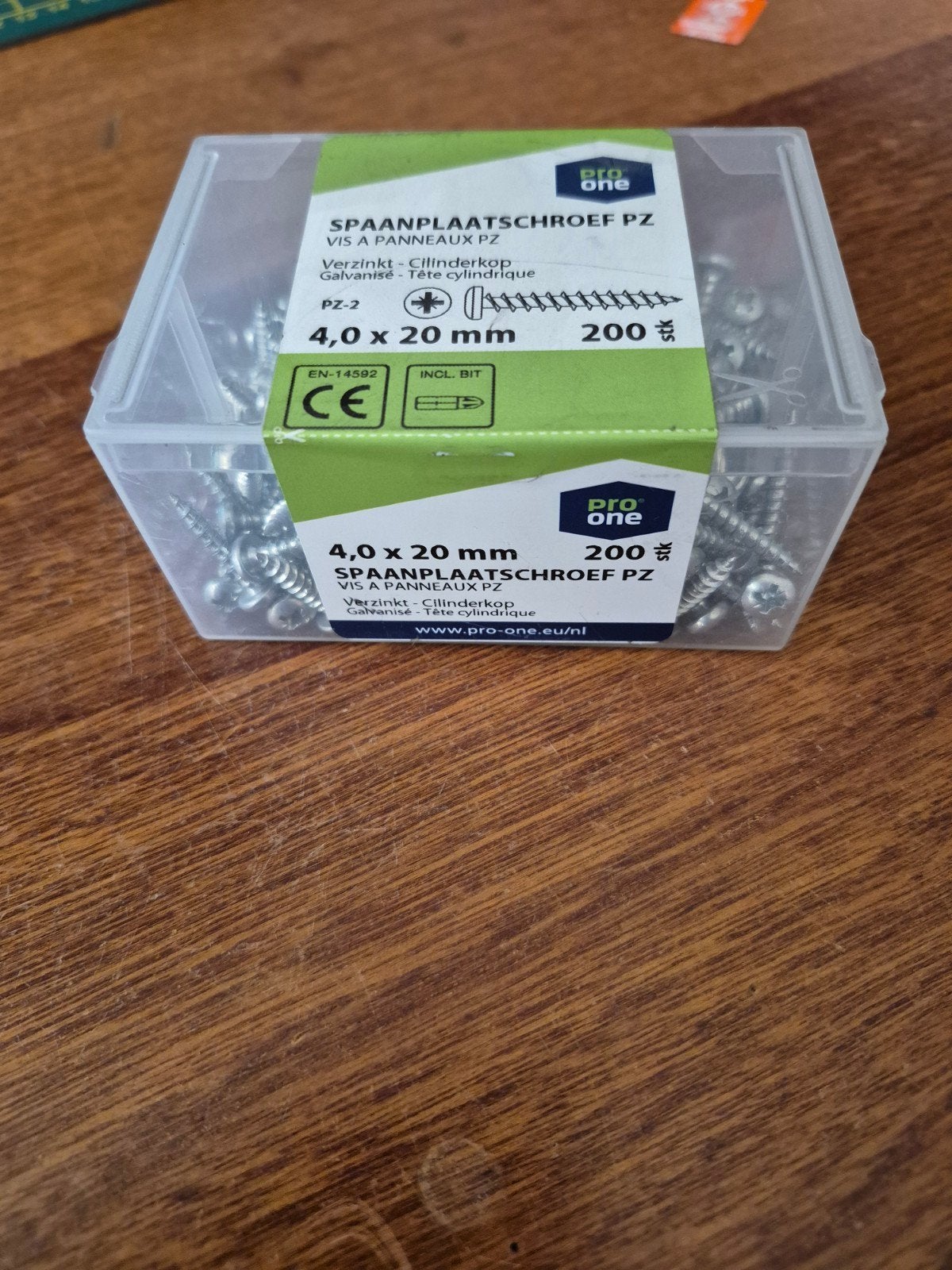 Pro One Spaanplaatschroeven PZ 4.0x20mm, 200 stuks, Doe-het-zelf en Verbouw, Ophalen of Verzenden, Nieuw, Minder dan 50 mm, Schroeven