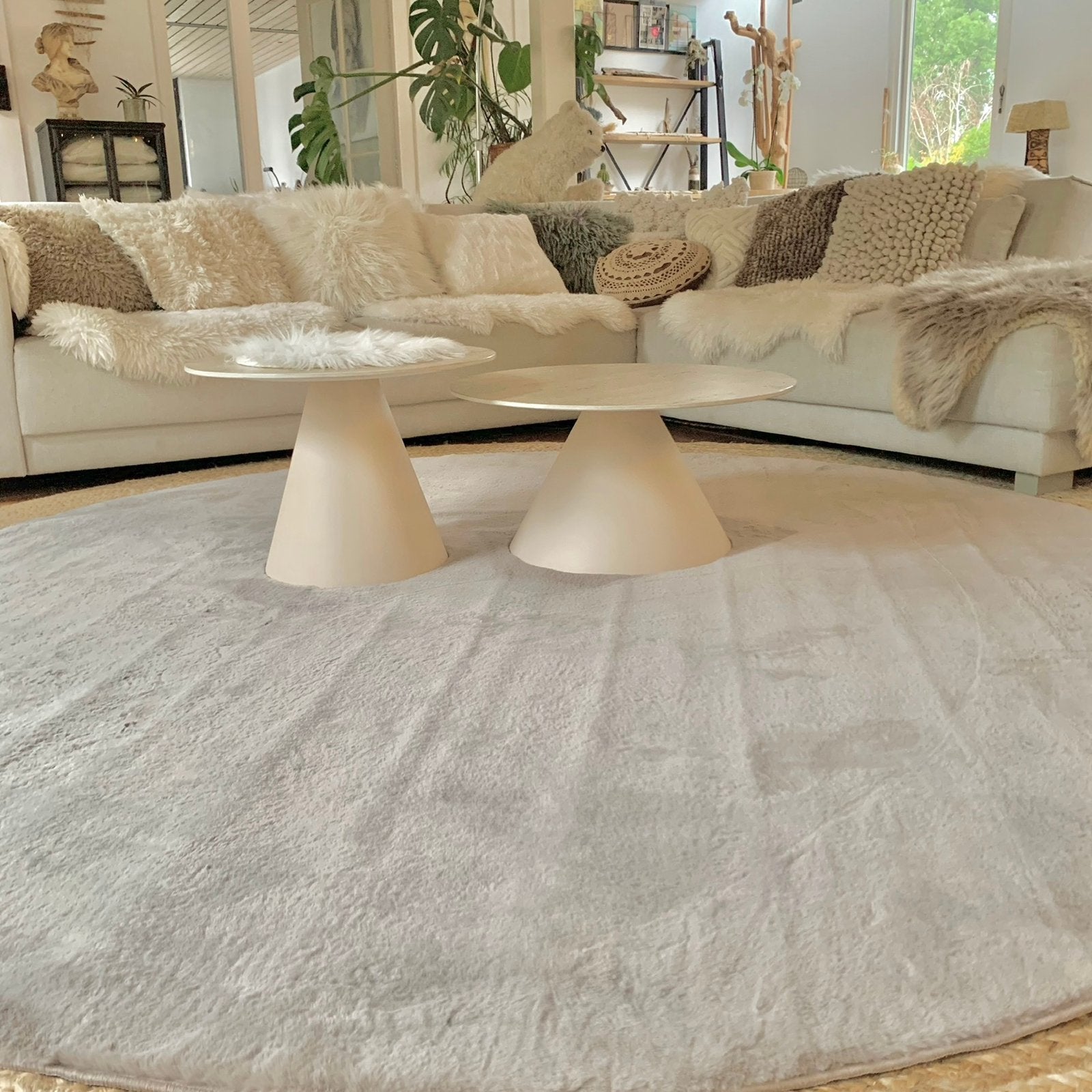 Fluffy xxxl - champagne vloerkleed - fotoshoot, Ophalen, Rond, 200 cm of meer, Zo goed als nieuw