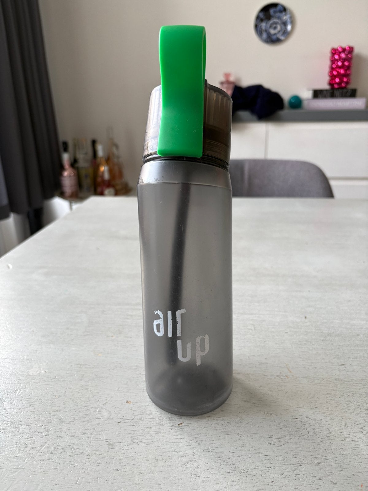 Air Up drinkfles - Grijs met groene lus, Sport en Fitness, Ophalen of Verzenden, Gebruikt