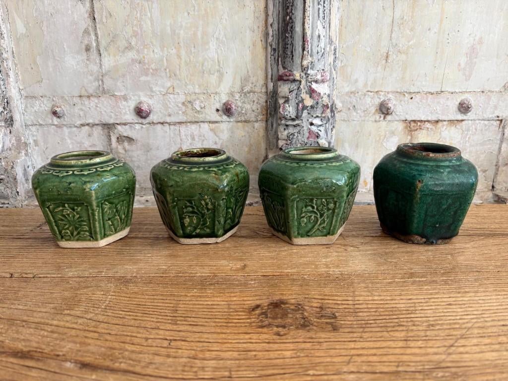 Oude Antiek Chinese Shiwan Gemberpot Groen, Ophalen of Verzenden