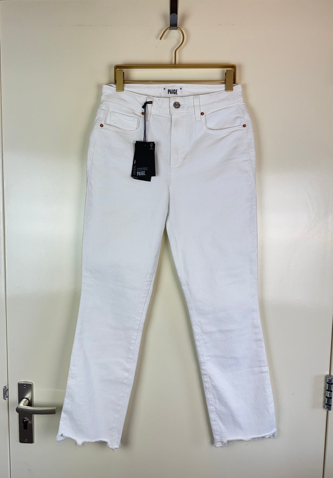 PAIGE Cindy White Jeans Straight Mom Boyfriend High Rise 27, Kleding | Dames, Ophalen of Verzenden, Zo goed als nieuw, Wit, W27 (confectie 34) of kleiner