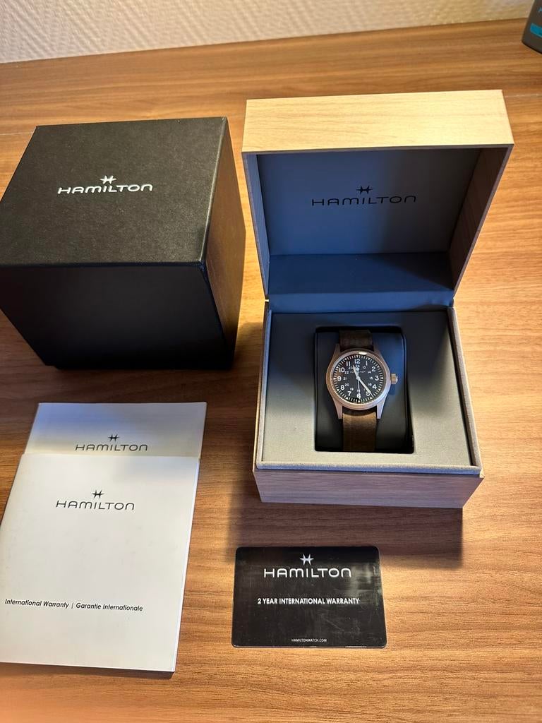 Hamilton Khaki Field Mechanical Bronze, Sieraden, Tassen en Uiterlijk, Horloges | Heren, Ophalen of Verzenden, Gebruikt, Leer