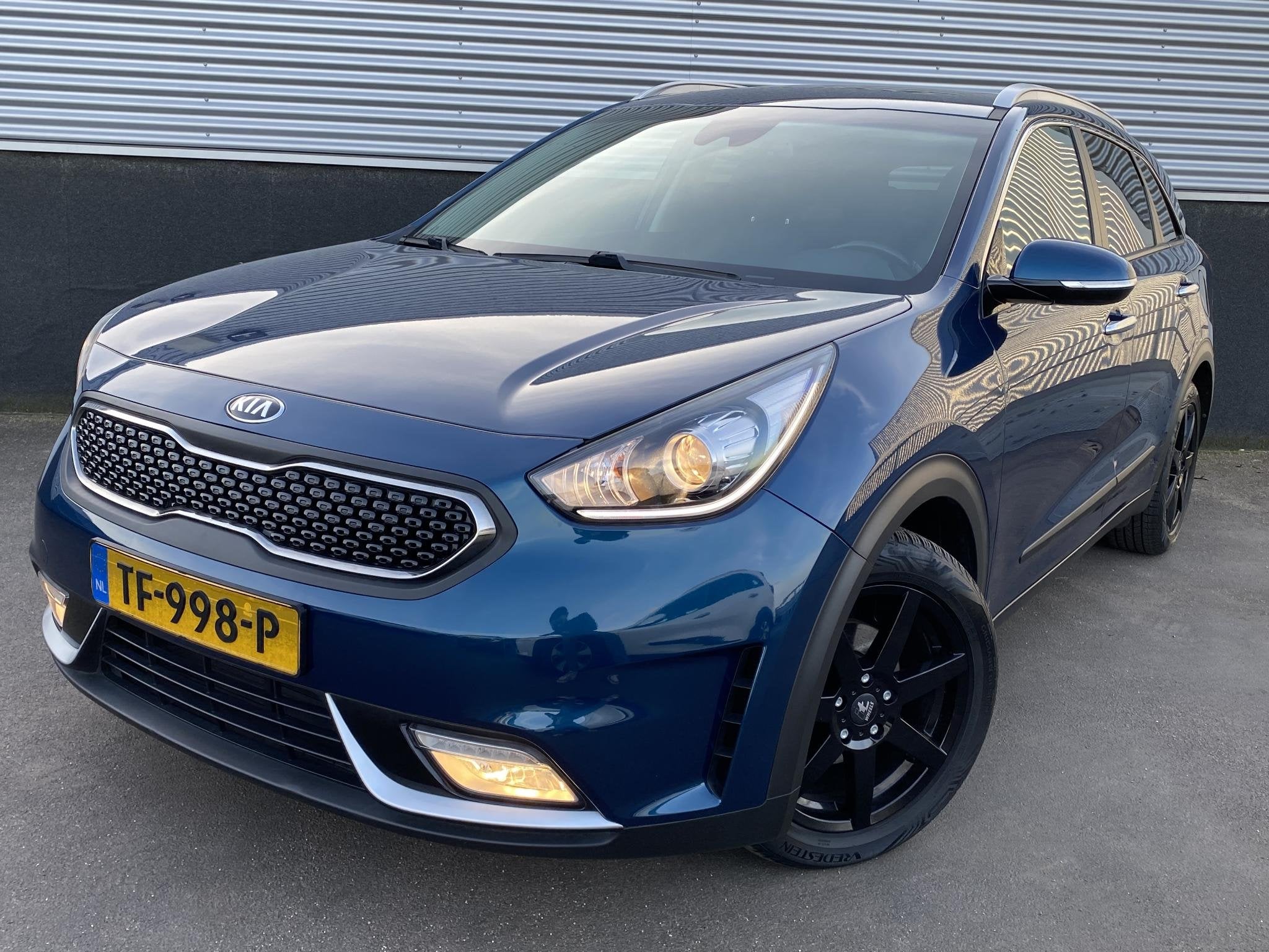 Kia Niro 1.6 GDi Hybrid Design Edition Schuif/kanteldak, Nav, Auto's, Kia, Gebruikt, Euro 6, 2 kWh, Blauw