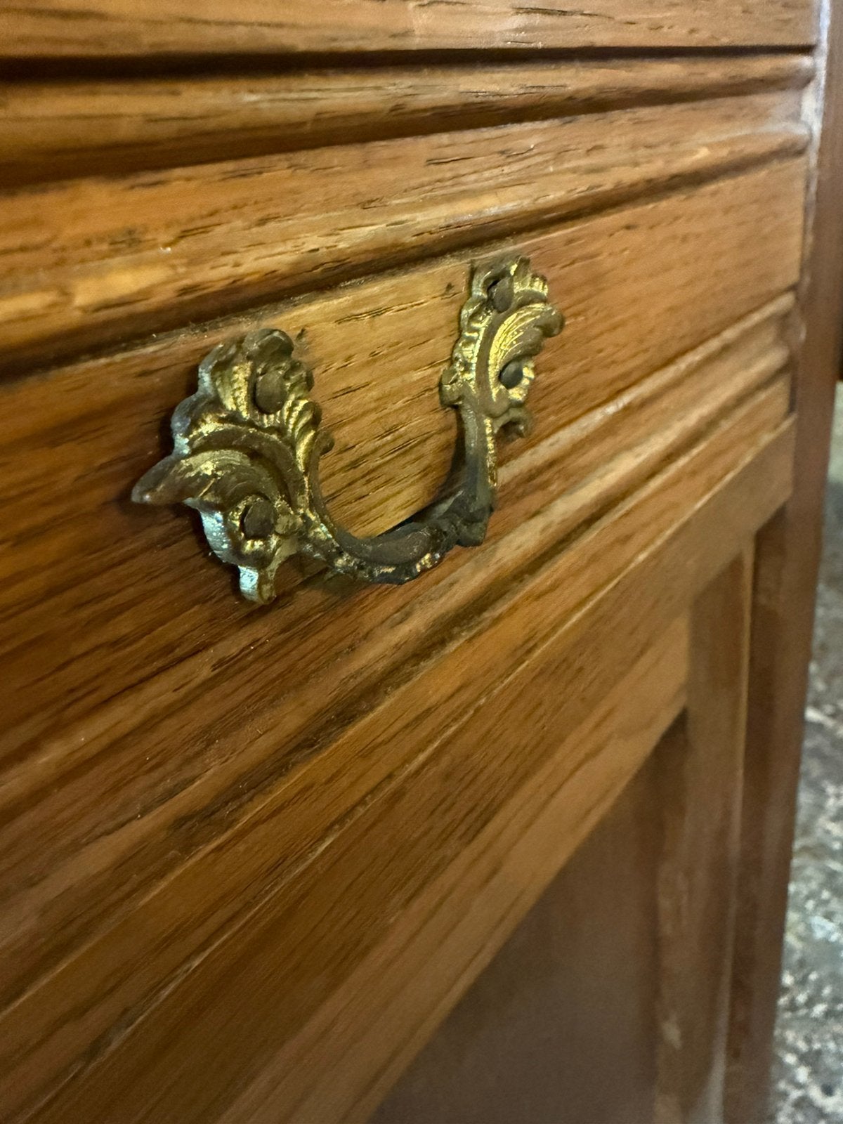 Vintage houten kastje nachtkastje met marmeren blad en lade, Ophalen, Gebruikt