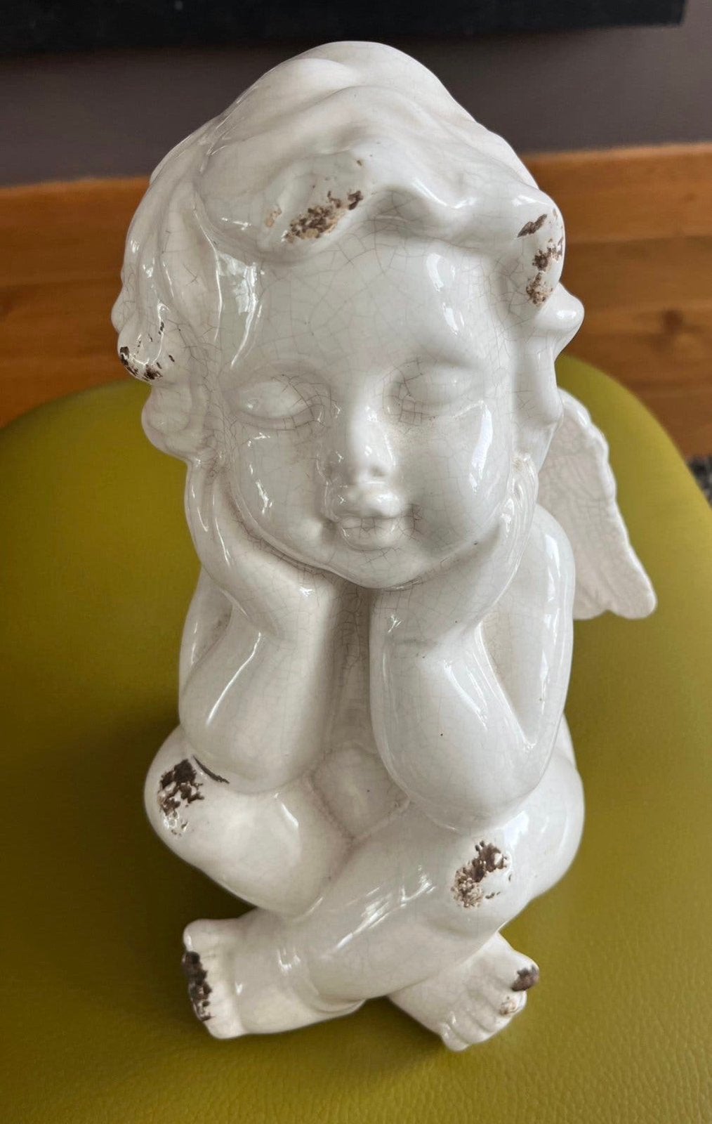 Beeld brocante Engel 32cm/ Engel van Hout/ Maria /Boedha etc, Ophalen of Verzenden, Zo goed als nieuw