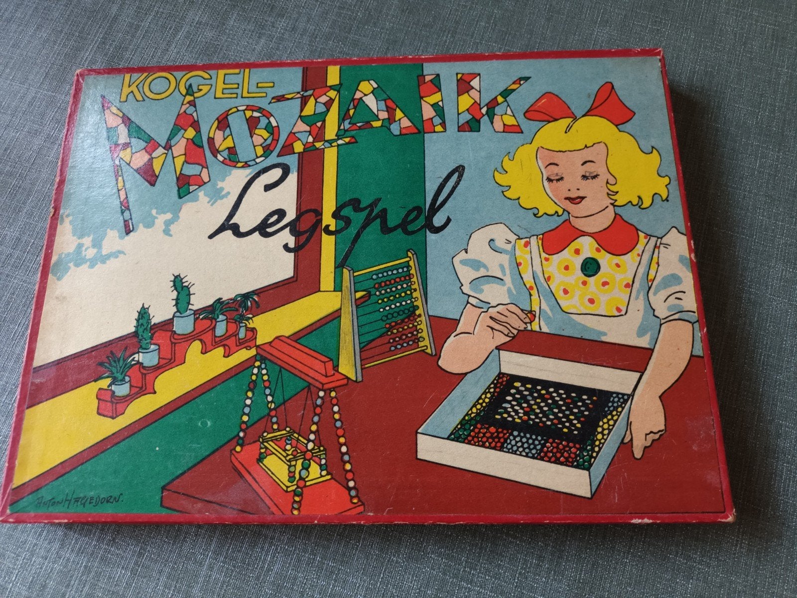 Vintage,  nostalgisch Mozaïk legspel met metallic kogeltjes, Ophalen of Verzenden