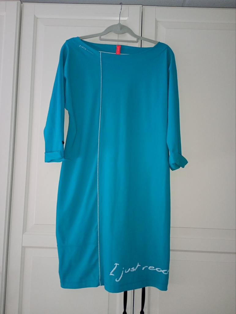 ZIP73 travelstof jurk maat M, zo goed als nieuw, Maat 38/40 (M), ZIP73, Blauw, Ophalen of Verzenden