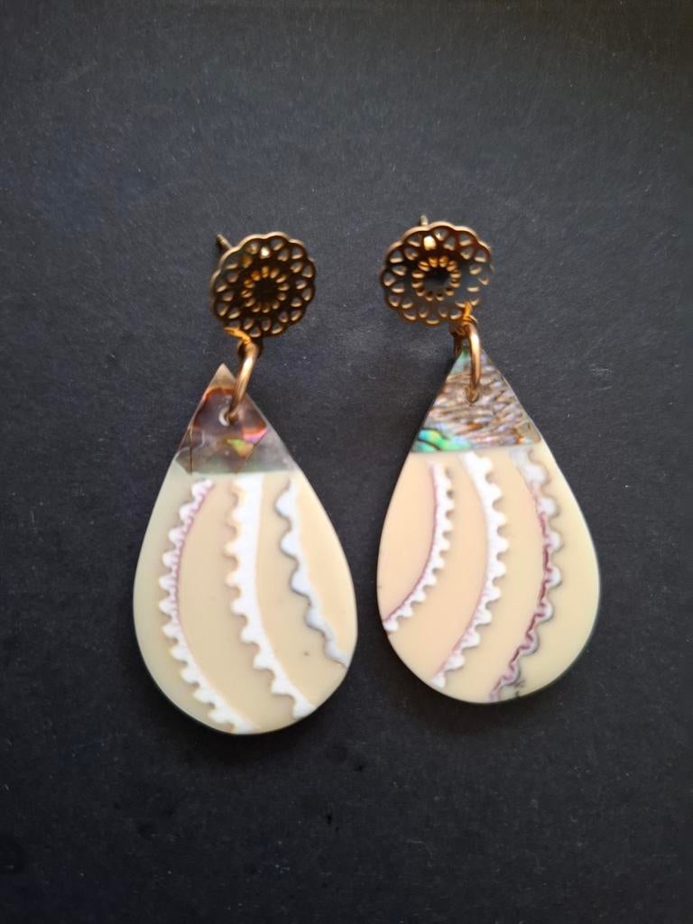 Oorbellen met paarlemoer, Overige materialen, Hangers, Wit, Nieuw