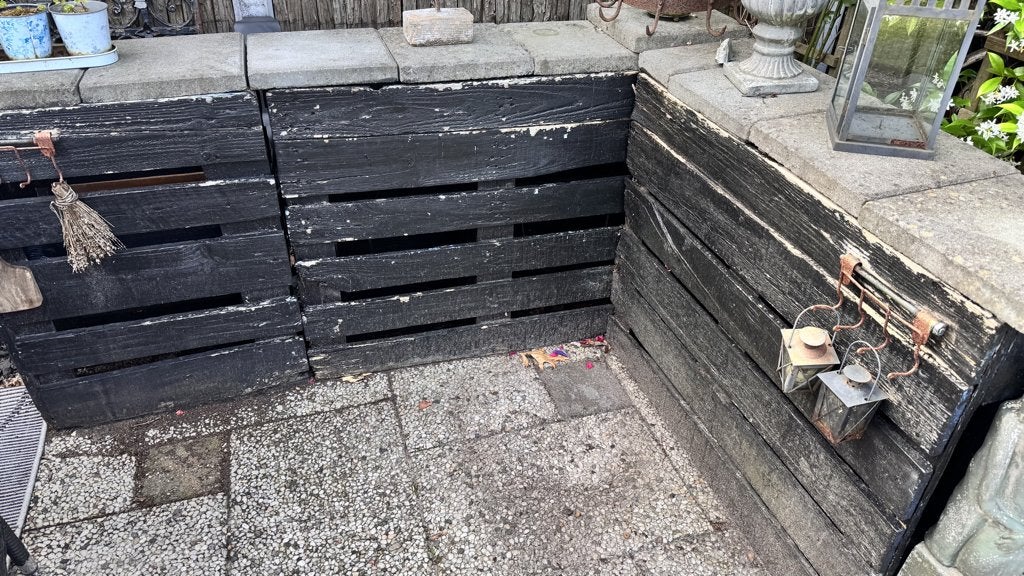 Gratis afhalen: zwarte pallets, Ophalen, Gebruikt