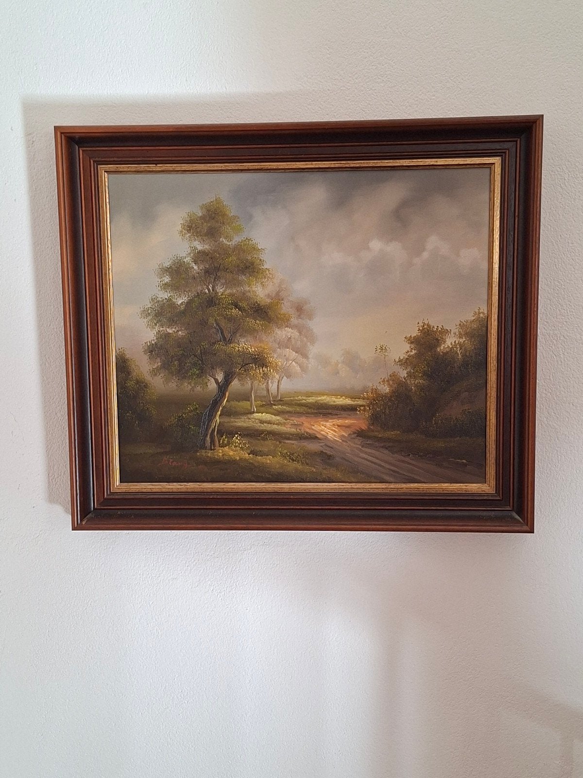 Schilderij met landschap en bomen, Antiek en Kunst, Ophalen of Verzenden