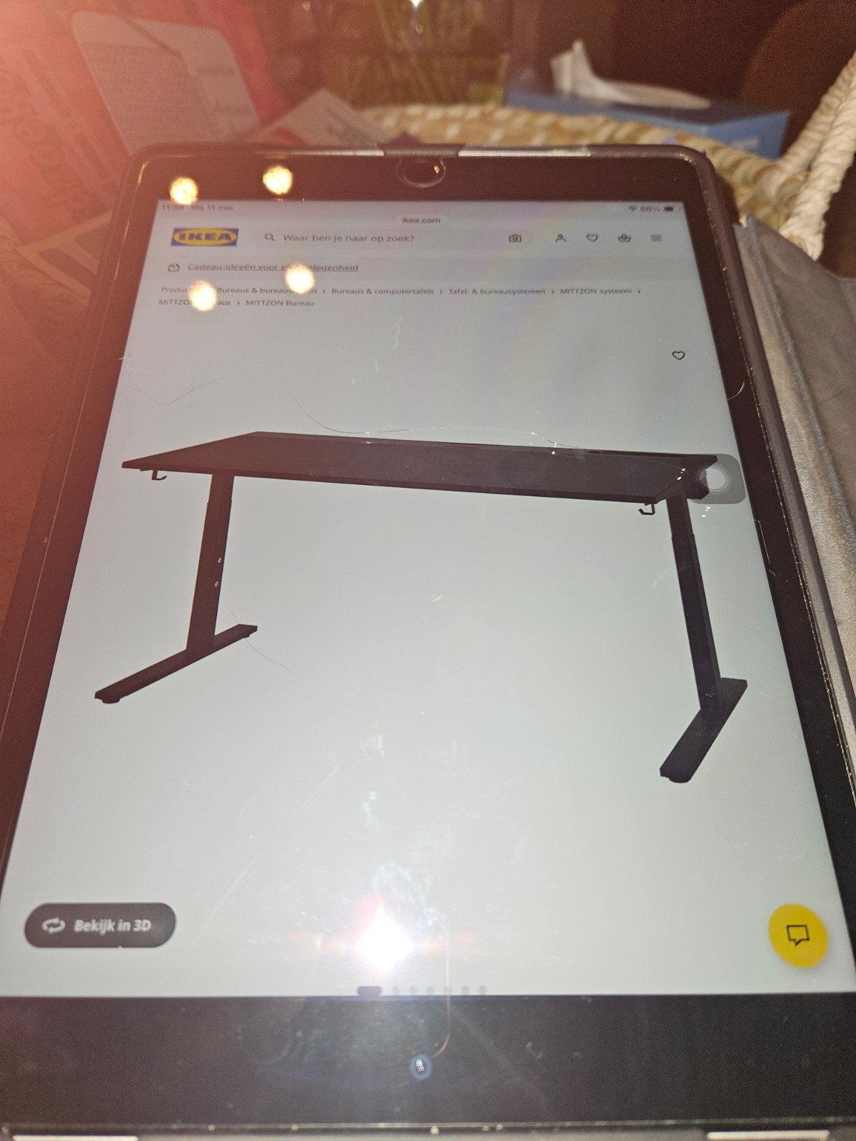 IKEA Bureau MITTZON 160x80 ZGAN, Huis en Inrichting, Bureaus, Ophalen, Zo goed als nieuw, IKEA