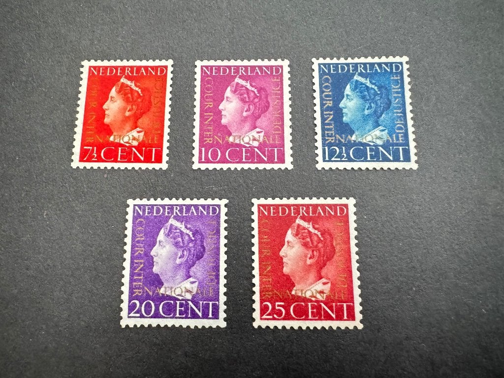 1947 Dienstzegels Cour Int de Just NVPH nr D20-24 ong z gom, Postzegels en Munten, Postzegels | Nederland, Verzenden, T/m 1940