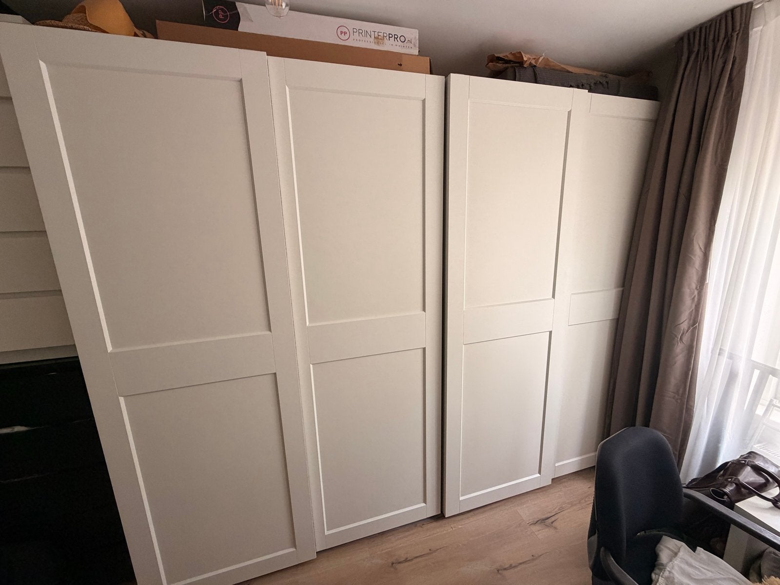 IKEA PAX Kledingkast met Grimo schuifdeuren, Ophalen, Gebruikt, 200 cm of meer, Overige houtsoorten