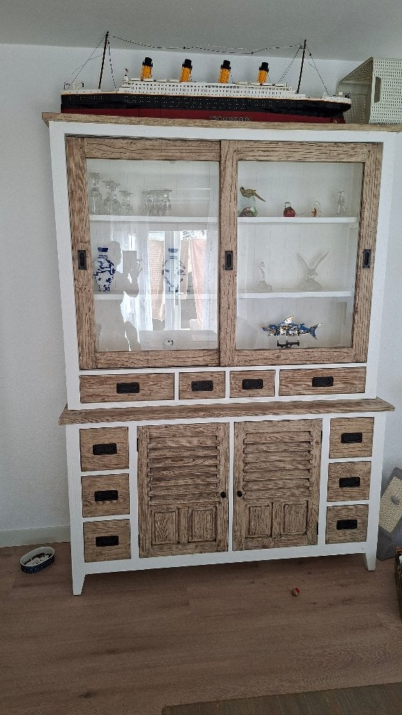 Vitrinekast, Ophalen, 50 tot 100 cm, Zo goed als nieuw, 150 tot 200 cm