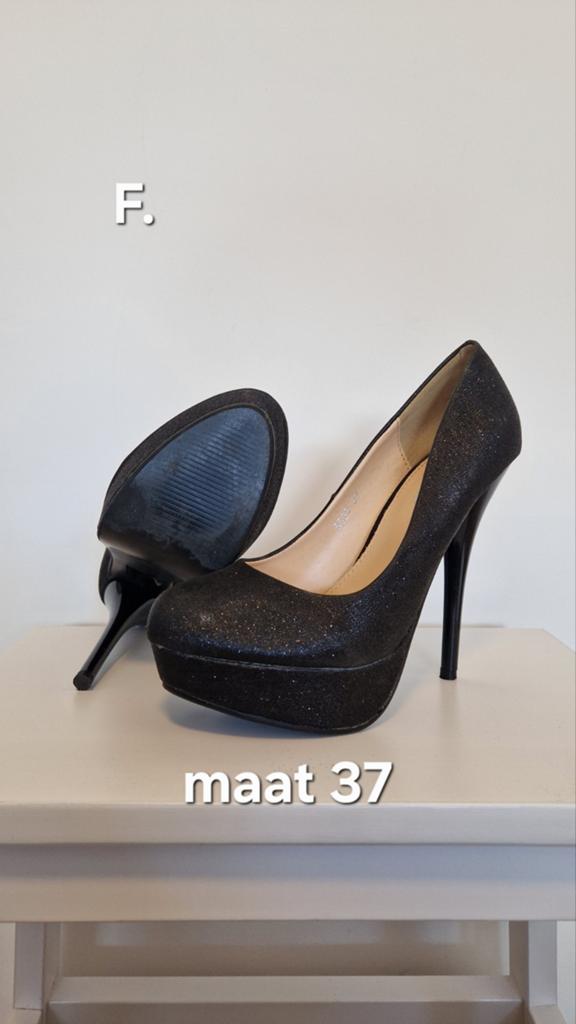 Pumps, zwart glitter, maat 37, Pumps, Zwart, Ophalen of Verzenden, Zo goed als nieuw