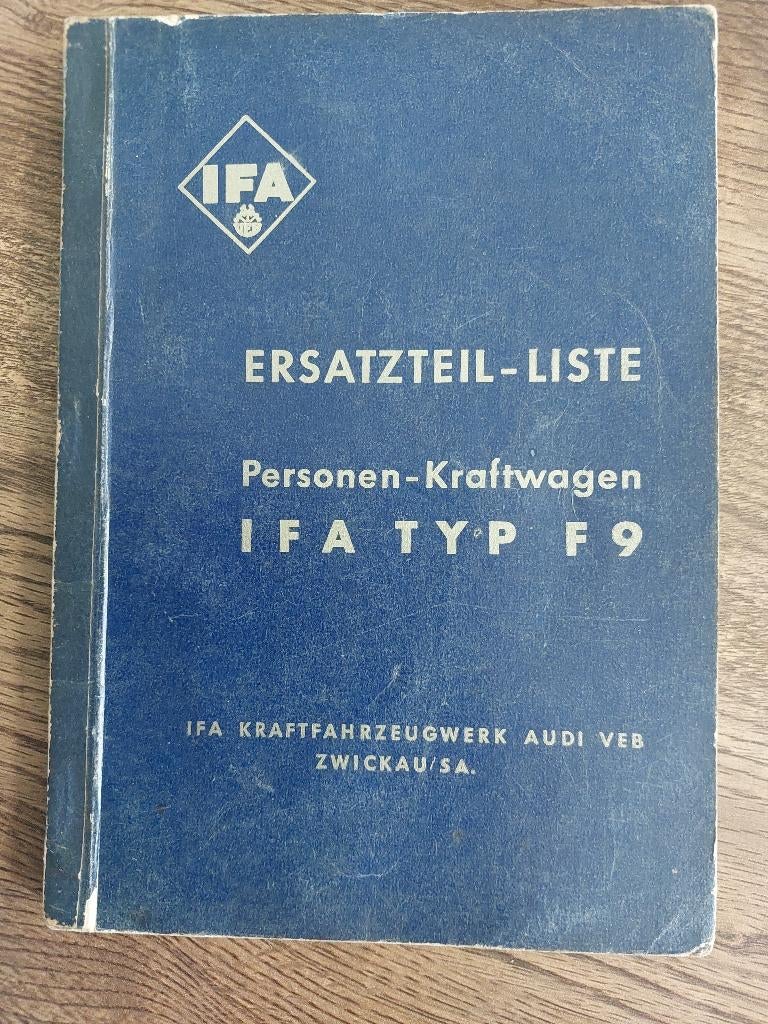 IFA F9 onderdelen boekje, Ophalen of Verzenden