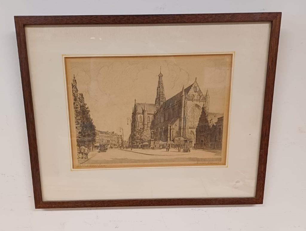 Ets George Keens (Hendrik Seegers) - Grote Markt Haarlem, Antiek en Kunst, Ophalen of Verzenden, 34 cm, 43 cm