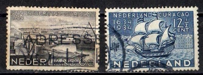 Nederland nr. 267-268 Curaçao 1934 gestempeld, Postzegels en Munten, Verzenden, T/m 1940, Gestempeld