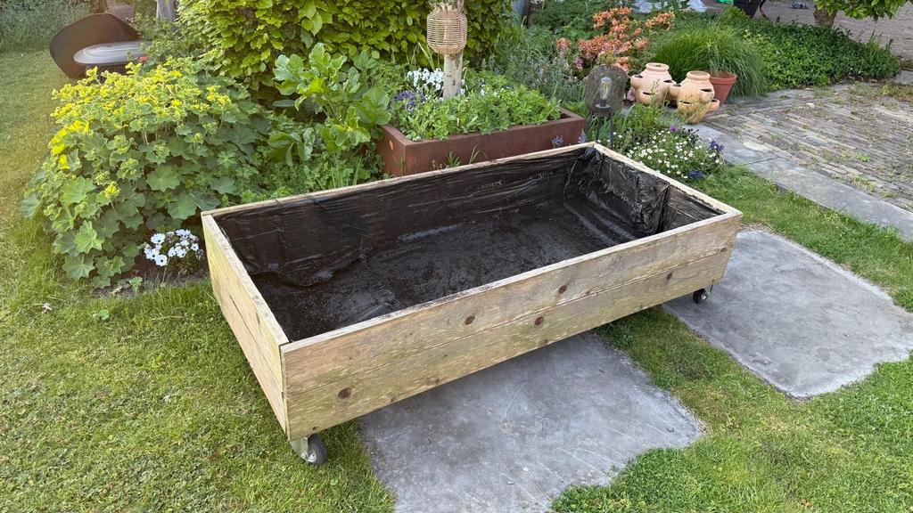 Grote Moestuinbak / Plantenbak op Wielen - 170x80 cm, Tuin en Terras, Ophalen, Gebruikt, Minder dan 30 cm, 100 cm of meer