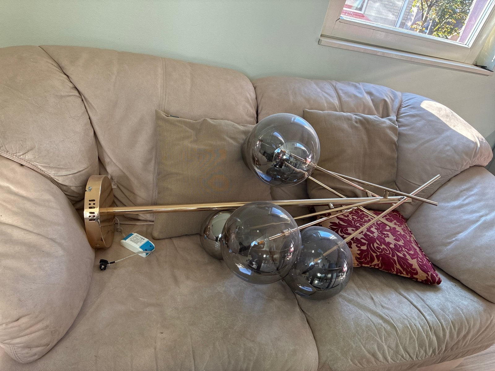 Lucide Hanglamp met Glazen Bollen, Ophalen, Gebruikt, Glas