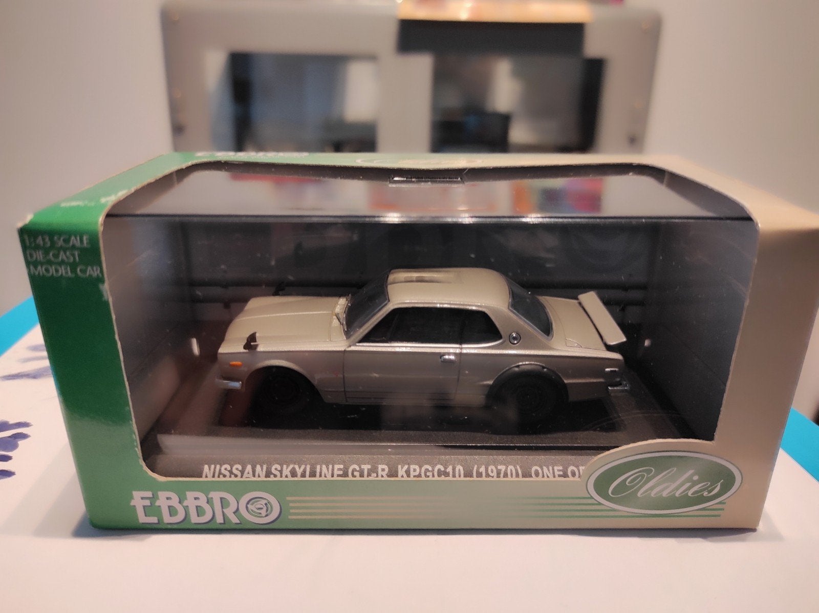 Nissan Skyline GT-R kpgc10 zilver 1970 1:43 EBBRO, Ophalen of Verzenden, Zo goed als nieuw, Auto, Overige merken