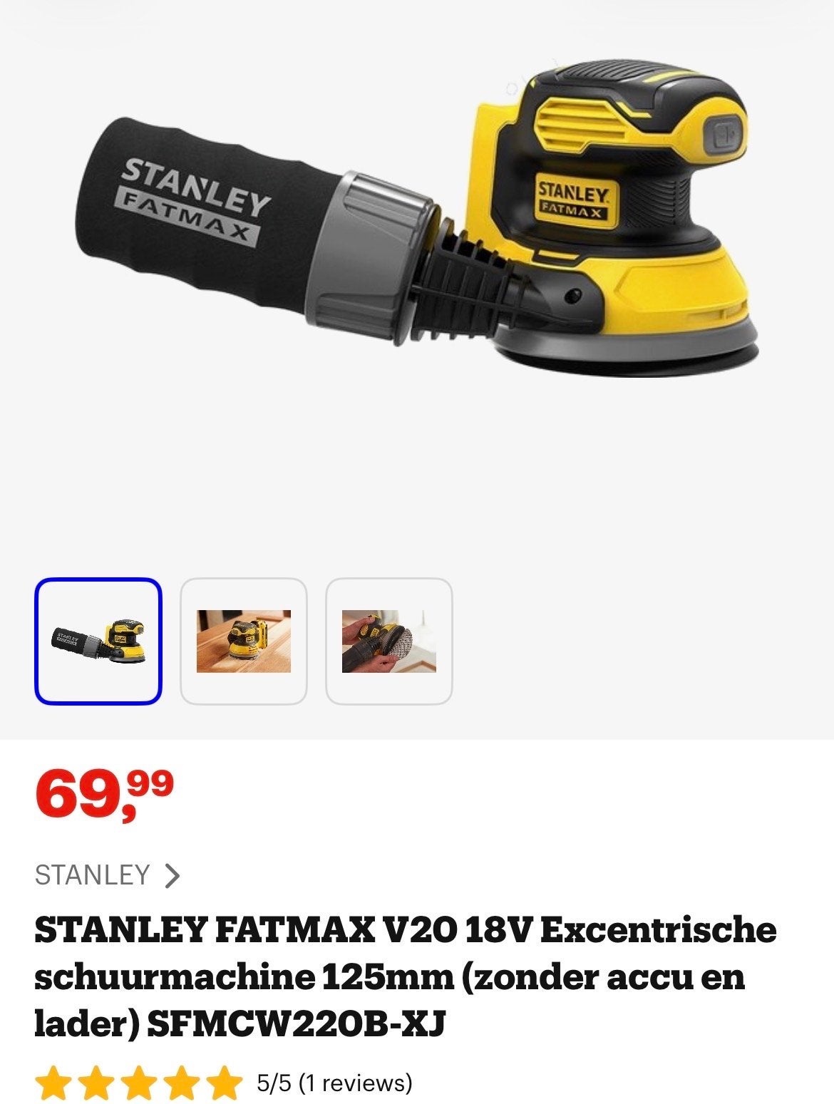 Stanley Excentrische Schuurmachine - Zo goed als nieuw, Ophalen, Zo goed als nieuw, Minder dan 600 watt, Excentrische schuurmachine