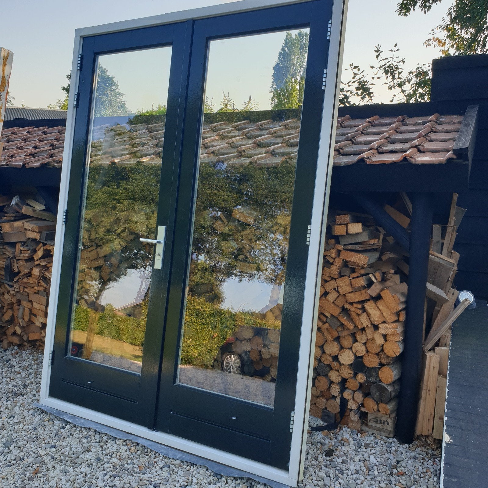 Hardhouten tuindeuren/ openslaande/ dubbele deuren/ pui, Ophalen, Deurkozijn, 225 cm of meer, 150 tot 225 cm
