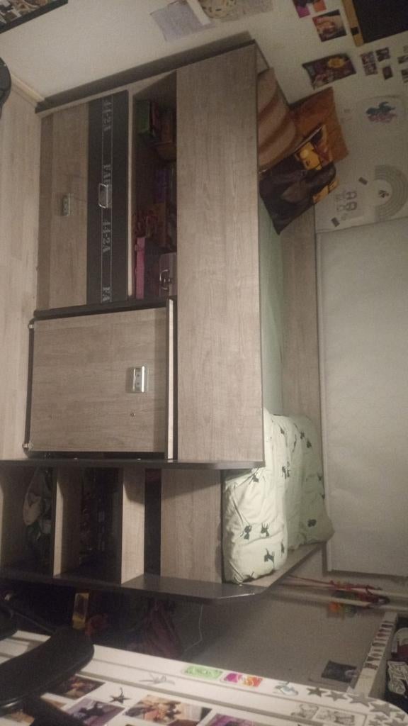 Half hoogslaper met bureau en veel opbergruimte, Ophalen, 90 cm, Eenpersoons, Zo goed als nieuw