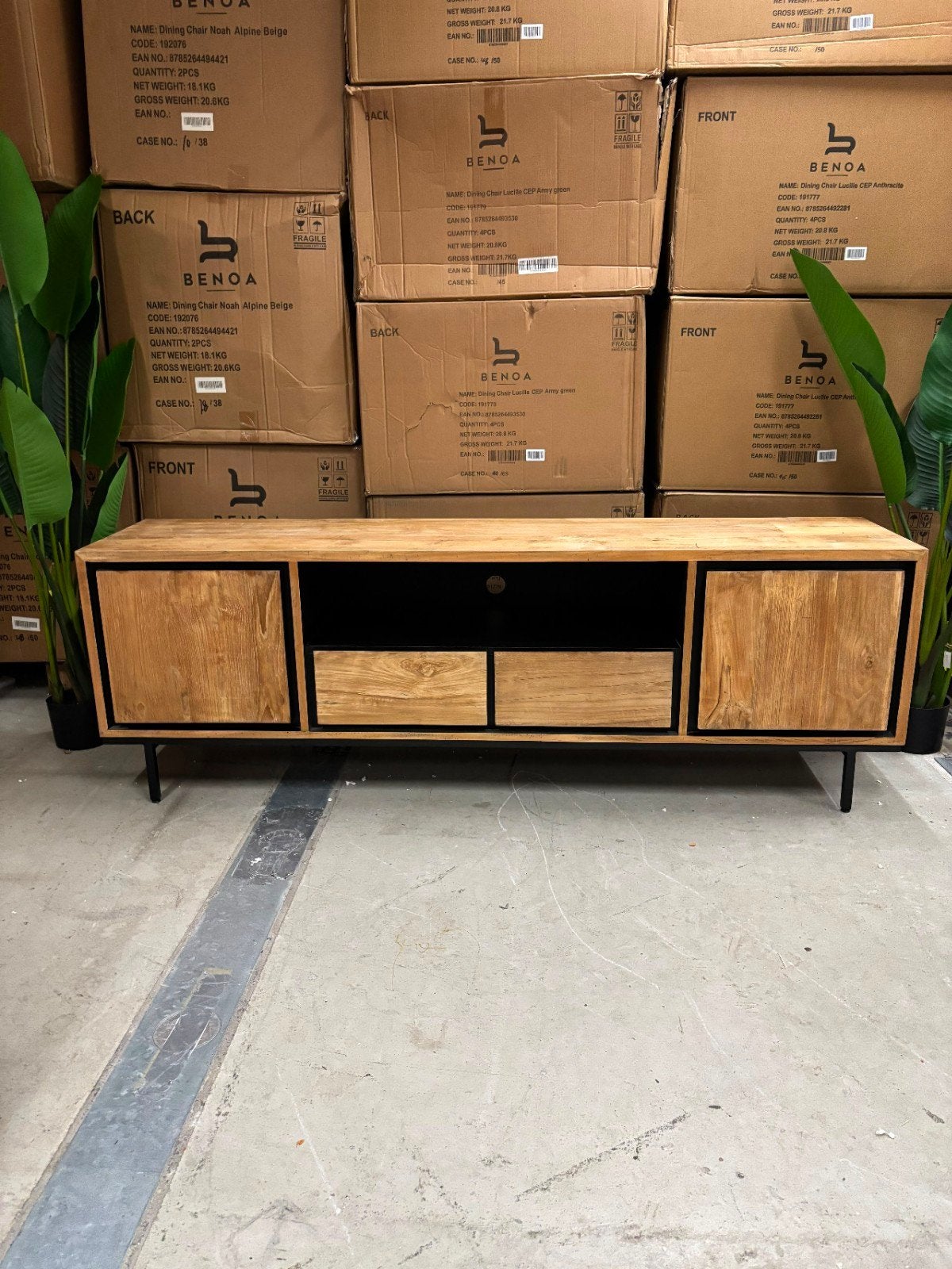 Tv-meubel 180cm van teakhout., Ophalen, ., 150 tot 200 cm, Teakhout