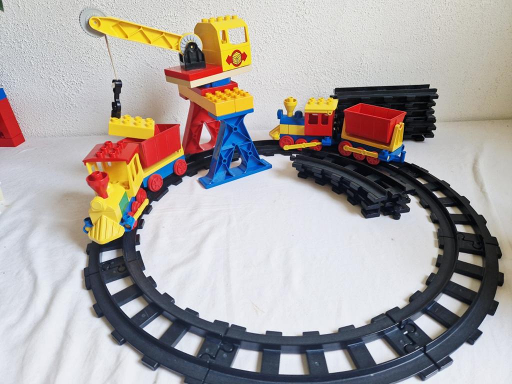 Duplo Hijskraan trein zwarte rails, Ophalen of Verzenden, Gebruikt, Duplo