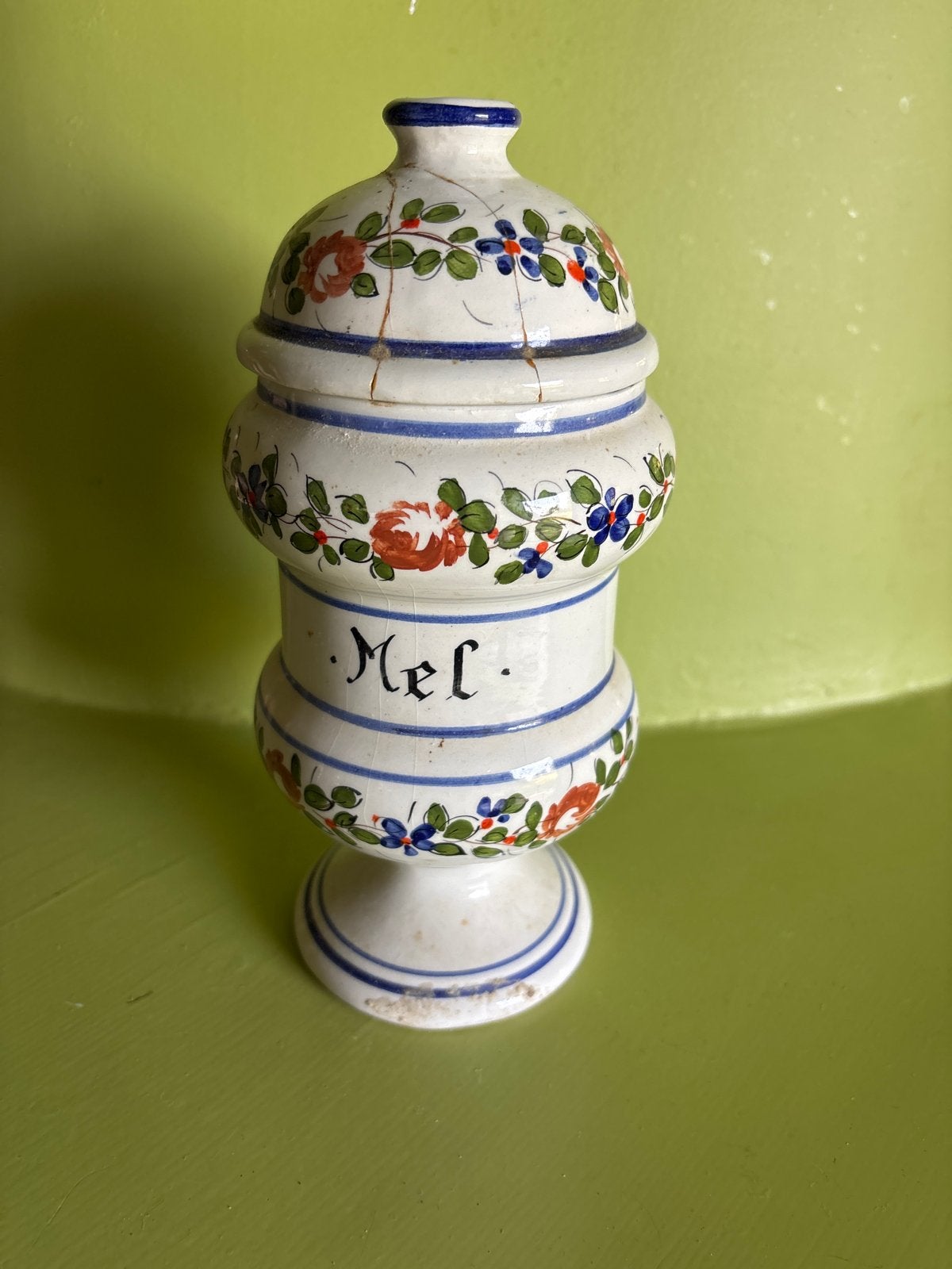 Antieke Honingpot met Bloemmotief - "Mel", Antiek en Kunst, Ophalen of Verzenden