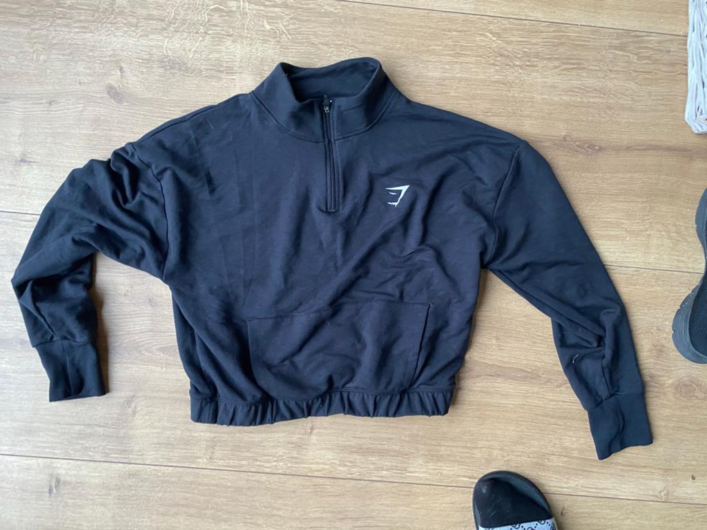 Gymshark sporttrui met rits - Maat M, Zwart, Ophalen, Maat 38/40 (M), Fitness of Aerobics