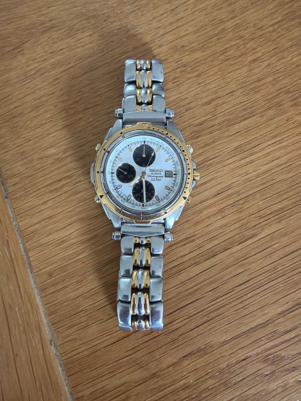 Seiko Quartz Chronograaf SQ 100 Herenhorloge, Sieraden, Tassen en Uiterlijk, Horloges | Heren, Ophalen, Seiko, Gebruikt, Staal