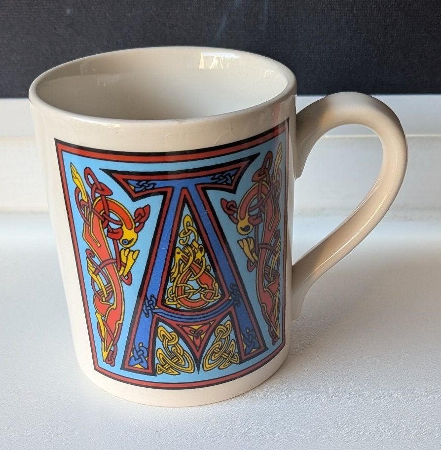 Past Times Keltische mok met letter A, Gebruikt, Overige merken, Keramiek, Vintage