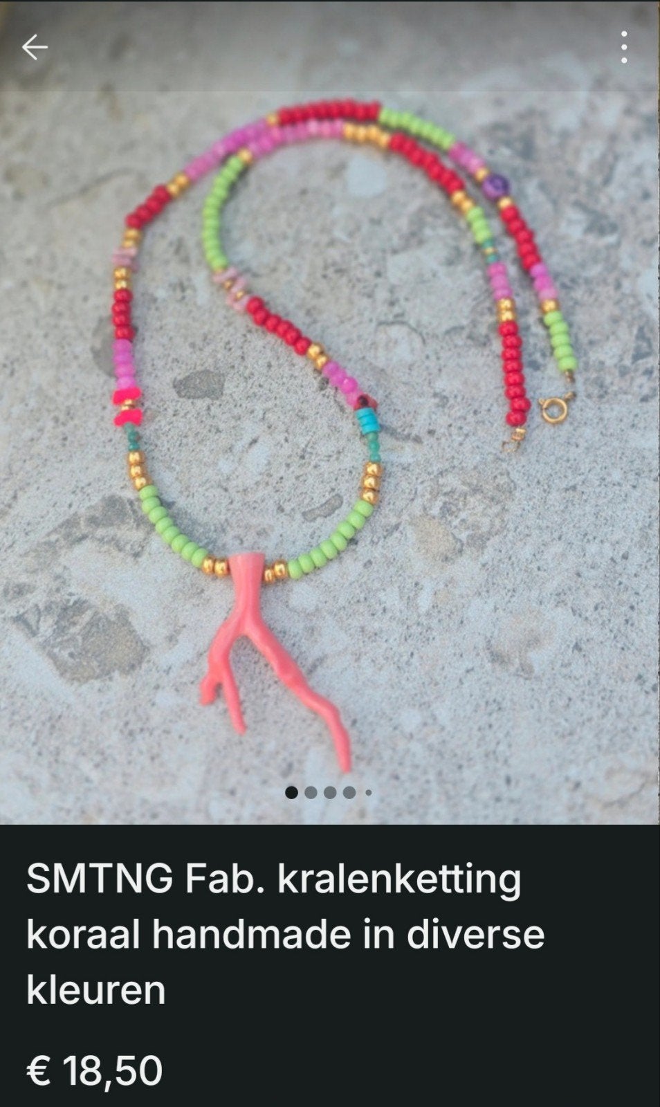 SMTNG Fab. handgemaakte kralenketting koraal diverse kleuren, Ophalen of Verzenden, Nieuw, Overige materialen
