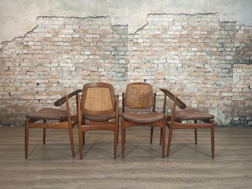 France & Daverkosen F205 - Set van 4 Hout | Hvidt & Mølgaard, Ophalen, Bruin, Design, Zo goed als nieuw