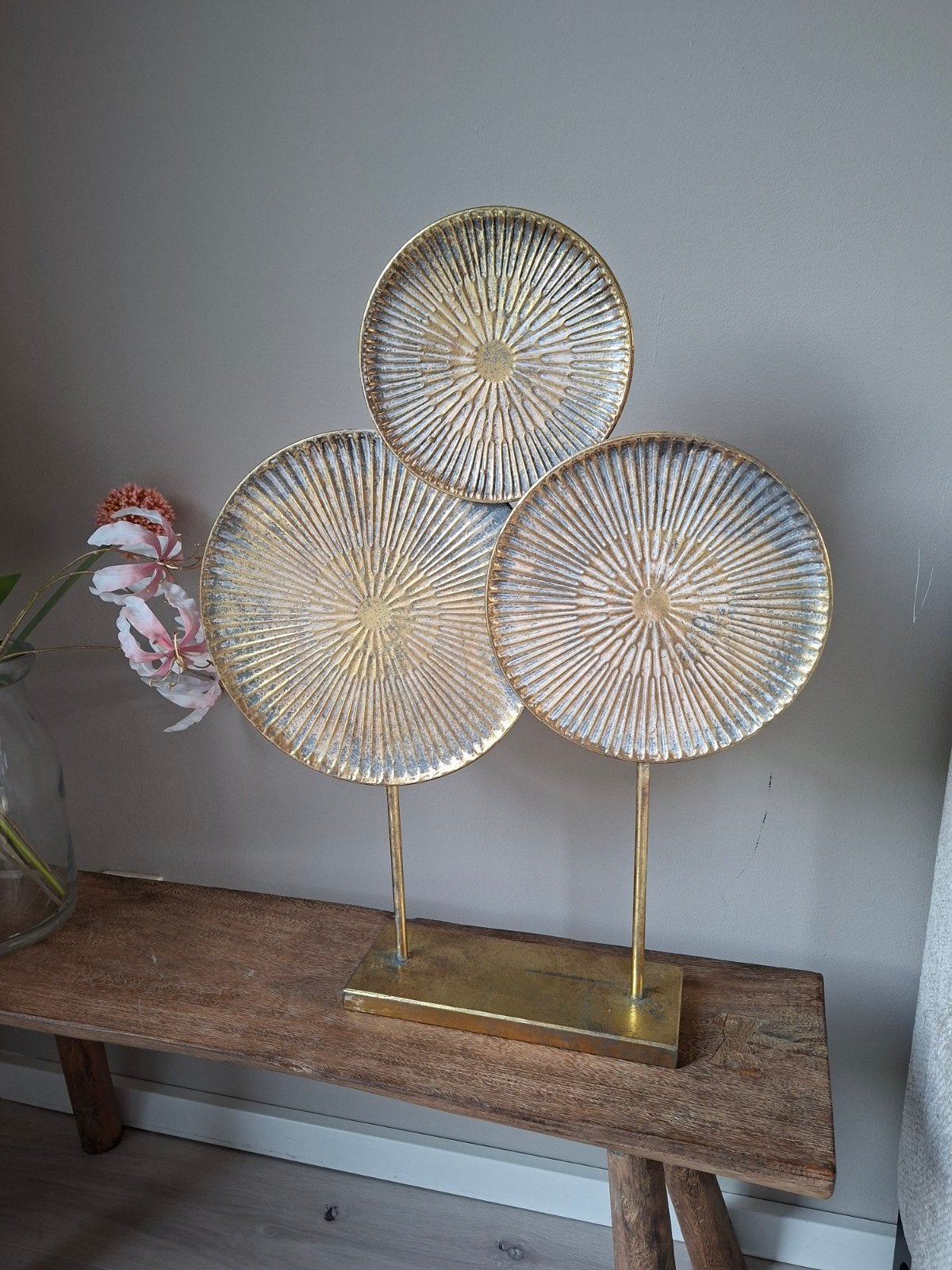Decoratie blik metaal goudkleurig 64cm hoog, Huis en Inrichting, Ophalen, Gebruikt, Goud, Metaal