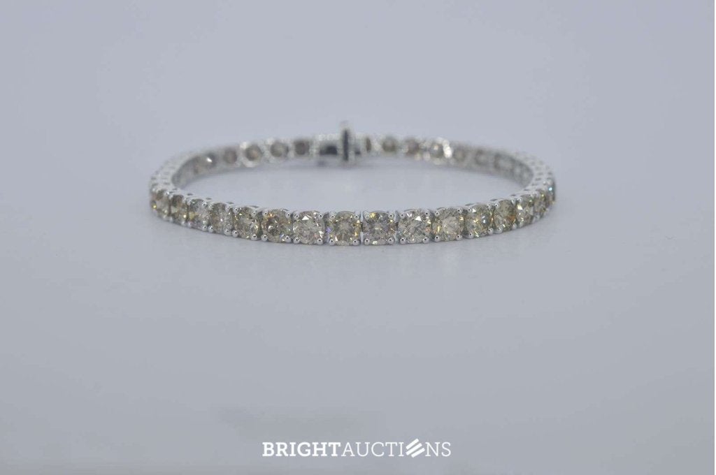 Witgouden tennisarmband met natuurlijke diamanten, Diamant, Wit, Niet ingevuld, Nieuw