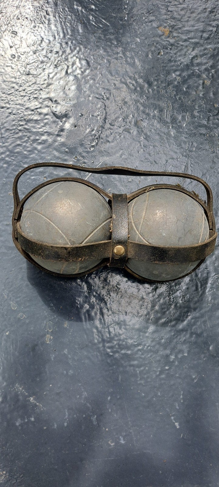 Vintage Petanque Ballen Set met Leren Draagriem, Ophalen of Verzenden