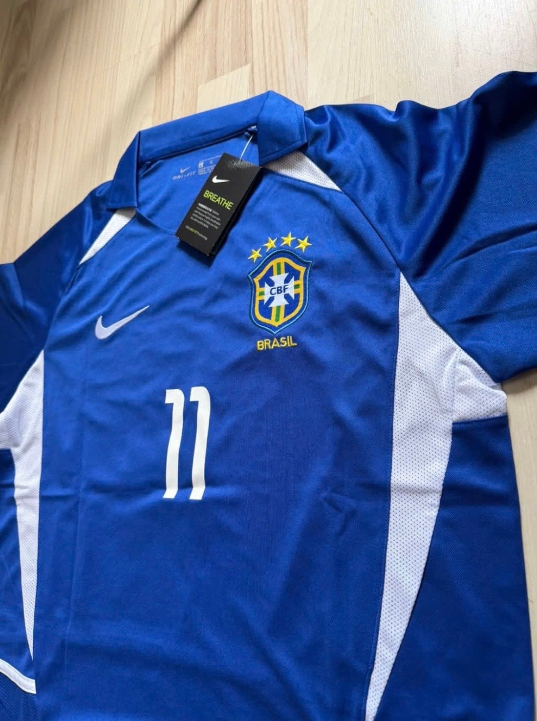 Nike Brazilië Thuisshirt Ronaldinho #11 - Nieuw, Maat 52/54 (L), Blauw, Nieuw, Ophalen of Verzenden