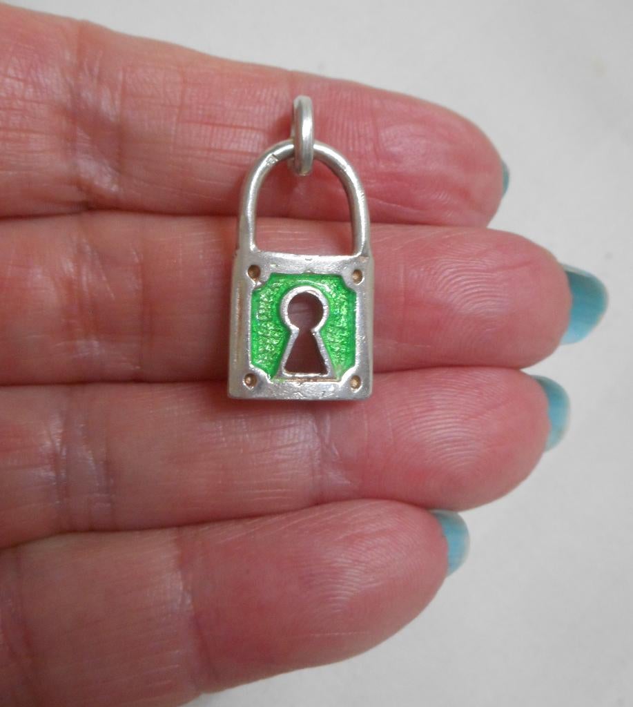 Zilveren vintage hanger hangslot nr.505, Verzenden, Zo goed als nieuw, Zilver, Zilver