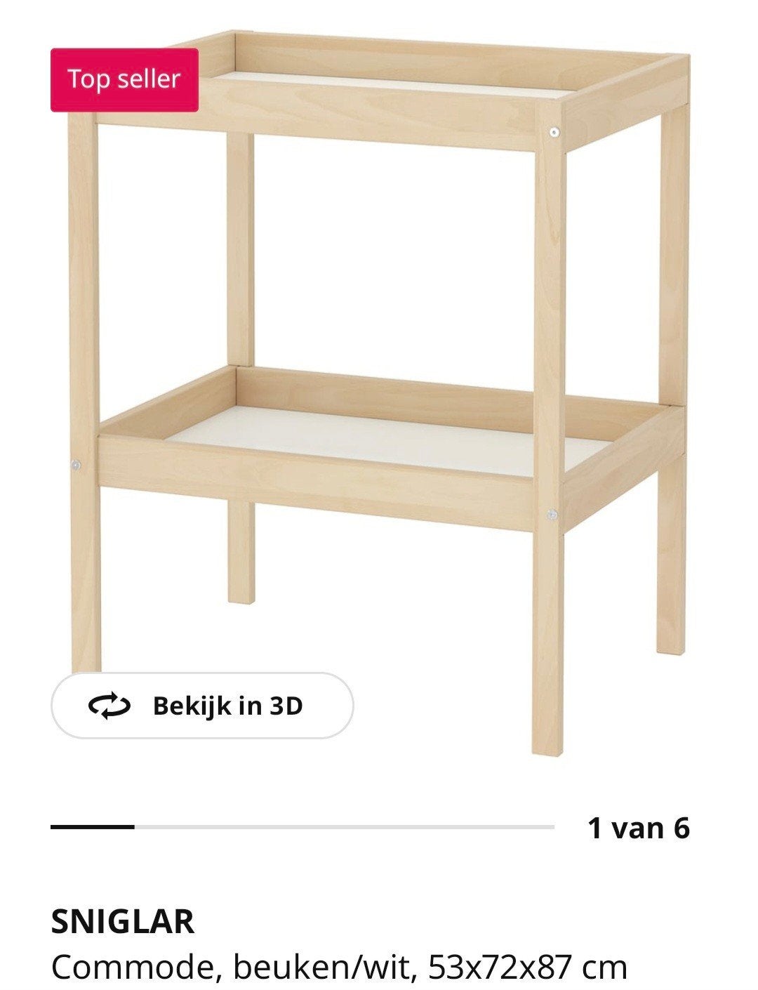 IKEA SNIGLAR Commode Beuken/Wit - Zo goed als nieuw, Kinderen en Baby's, Kinderkamer | Commodes en Kasten, Ophalen, 50 tot 70 cm
