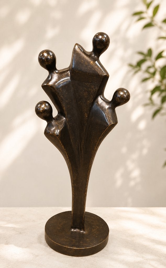 bronzen beeld / abstracte FAMILIE / 4 personen, Nieuw, Info@huisentuindecoratiemarie.nl, Mensenbeeld, Huis en tuin decoratie marie