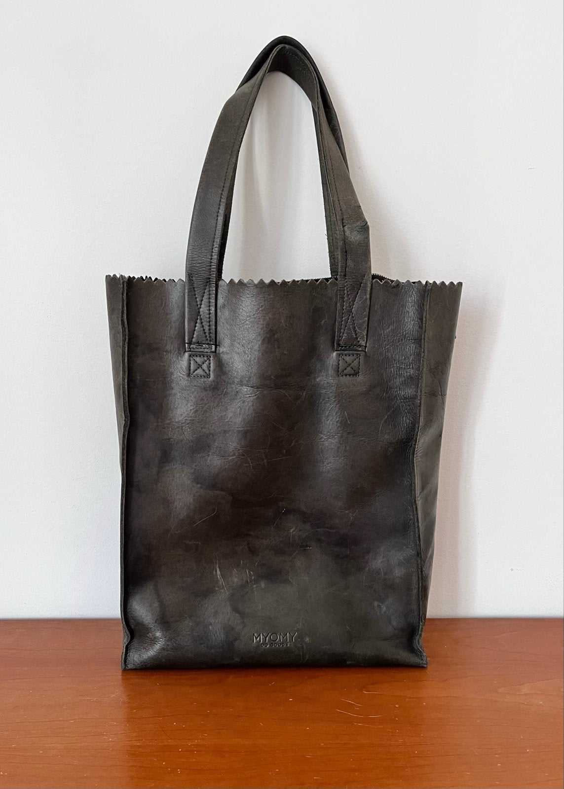 MYOMY My Paper Bag, donkergrijs leder, Ophalen of Verzenden, Gebruikt, Overige kleuren, Shopper