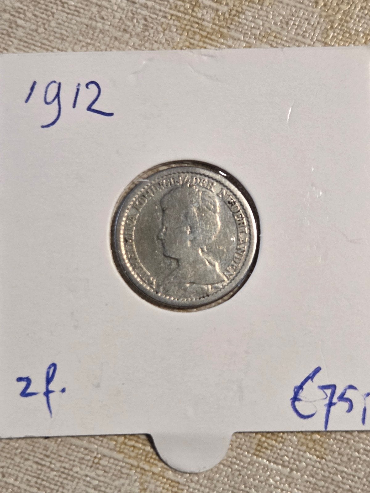 Zilveren Kwartje 1912 Koningin Wilhelmina, Postzegels en Munten, Munten | Nederland, Zilver, 25 cent, Ophalen of Verzenden, Koningin Wilhelmina