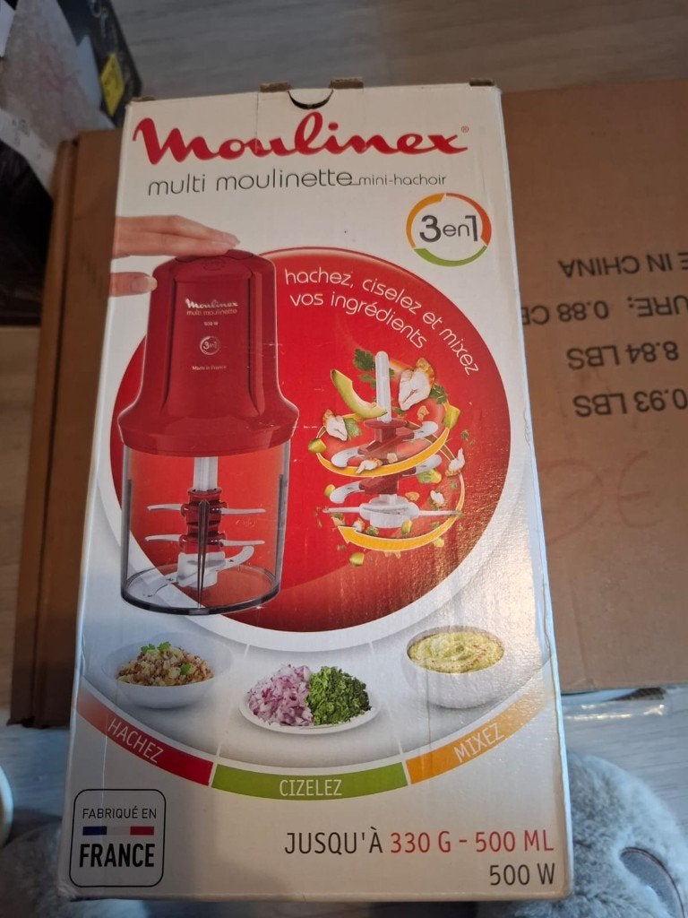 Nieuwe Moulinex Multi Moulinette 3-in-1 Mini-Hachoir, Nieuw, Ophalen of Verzenden, Vaatwasserbestendig, Minder dan 1 liter