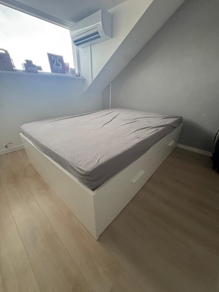 Ikea bed met lades inclusief matras, Ophalen, Gebruikt, Wit, 140 cm