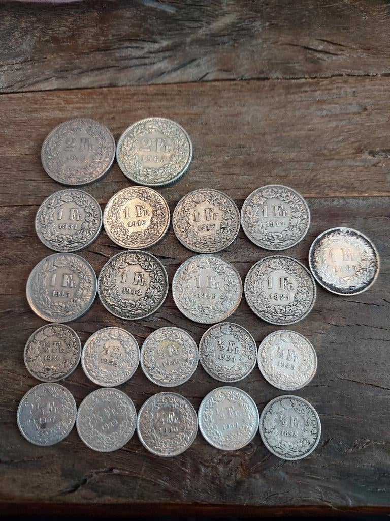 Diverse zilveren Zwitserse Franken, Ophalen of Verzenden, Nederland, Munten